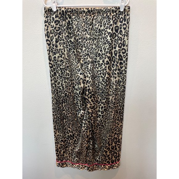 Victoria's Secret Leopard Print Satin Top & Bottom Pajama Set Tan Women's Size L - Picture 8 of 8